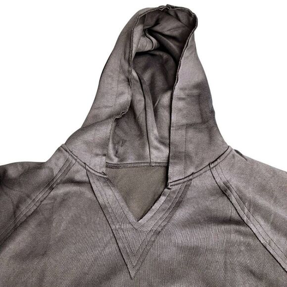 Wenlia Black Hoodie V Neck Side Slit Casual Sweatshirt Long Sleeve Pullover - Picture 3 of 10